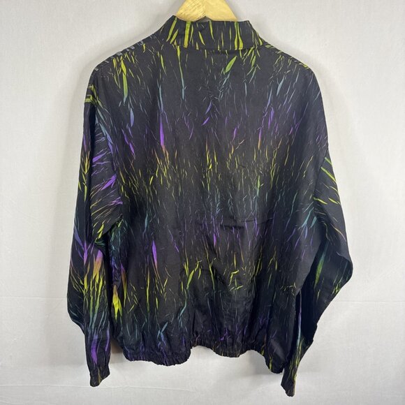 Surf Style Neon Abstract Lightning Print Half Zip Windbreaker One Size Retro 90s - Picture 4 of 6
